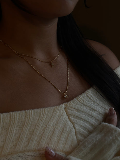 Diamond Cross Layering Necklace