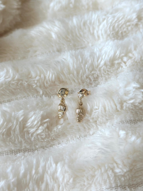 Sea Shell Drop Stud Earrings