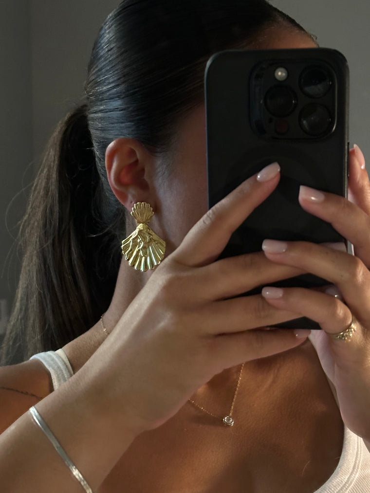 Golden Shell Statement Dangles